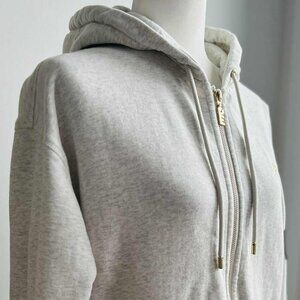 P.E Nation Heather Oatmeal Organic Cotton Zip Hoodie with Gold Hardware – US XS